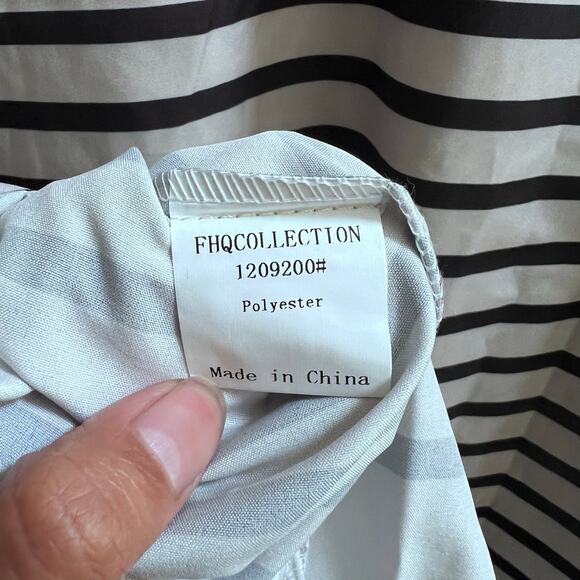 FHQ Collection Loose Style Cream Striped Blouse Long Sleeve Top Women's XL NWT - Picture 7 of 7